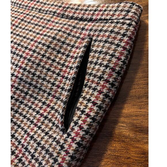 J Crew Women’s 14 35x18 Skirt Short Wool Blend Houndstooth Pockets Y2K Tweed - Picture 3 of 10